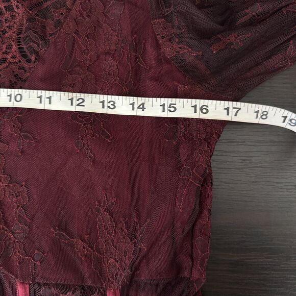 Free People Marlie Lace Dress Womens Medium Velvet Mini Romantic Whisigoth Dark - Picture 10 of 13
